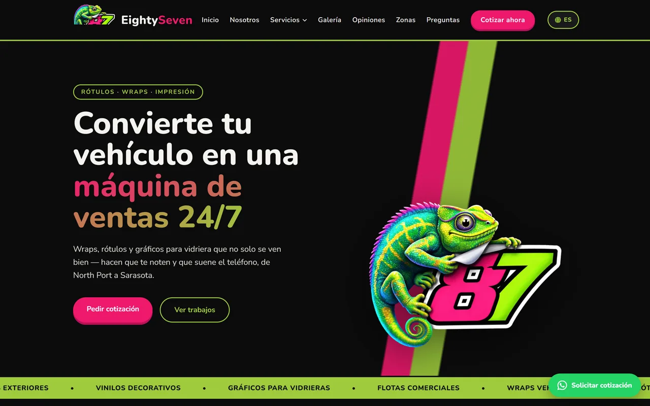 87eightyseven.com — live site preview